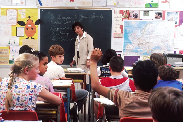 A teacher reviewing automated grading and class insights